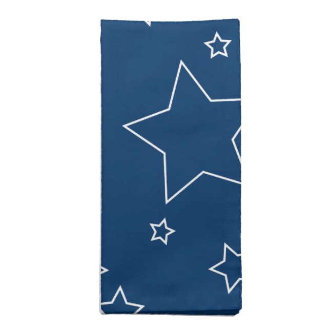 Blue and White Stars 4th of July Cloth Napkins (Folded)