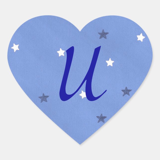 Blue and White Stars Monogram Stickers (Front)
