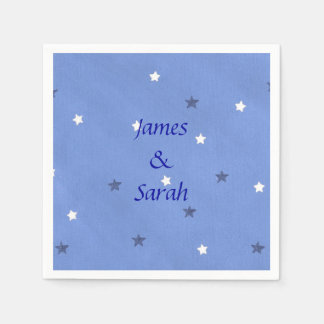 Blue and White Stars Personalized Napkins