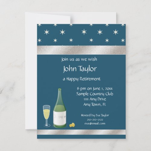 Blue and White Stars Retirement Party Invitation