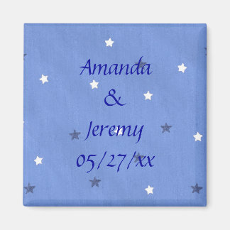Blue and White Stars Save the date Magnets