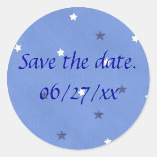 Blue and White Stars Save the Date Stickers