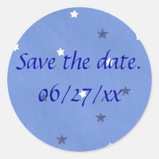 Blue and White Stars Save the Date Stickers