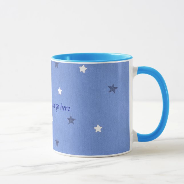 Blue and White Stars Your message Custom Mugs (Right)