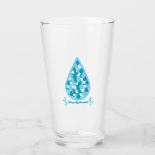 Blue and white Stay Hydrated Glass