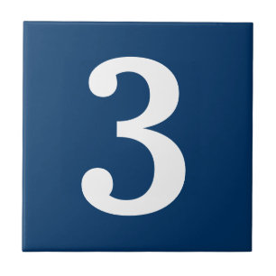Blue and white street address house number tile