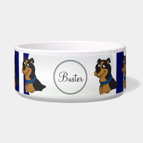 Blue and White Stripe and Pitbull _ DIY Name Bowl