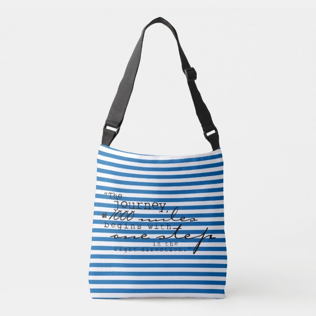 Blue and White Stripe Cool Quote Bag (Front)