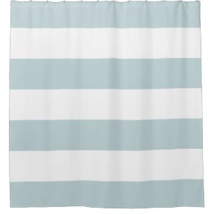 Blue and White Stripe Custom Color Shower Curtain