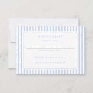 Blue and White Stripe Minimalist Summer Wedding RSVP Card