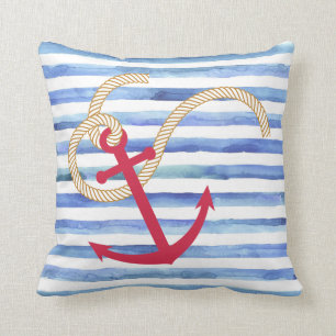 Blue and white stripe nautical pillow