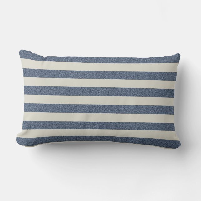 Blue and White Stripe Nautical Pillow (Front)