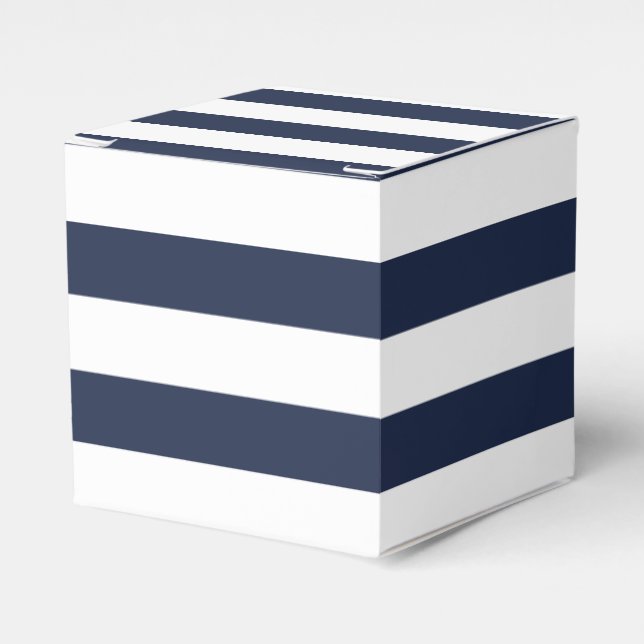 Blue And White Stripe Nautical Wedding Party Favor Boxes (Front Side)