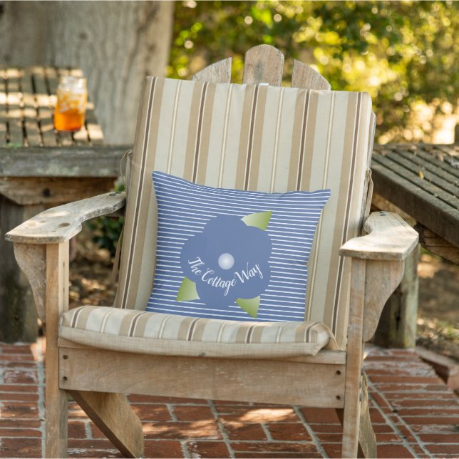 Blue And White Stripe Outdoor Pillow (Chair)