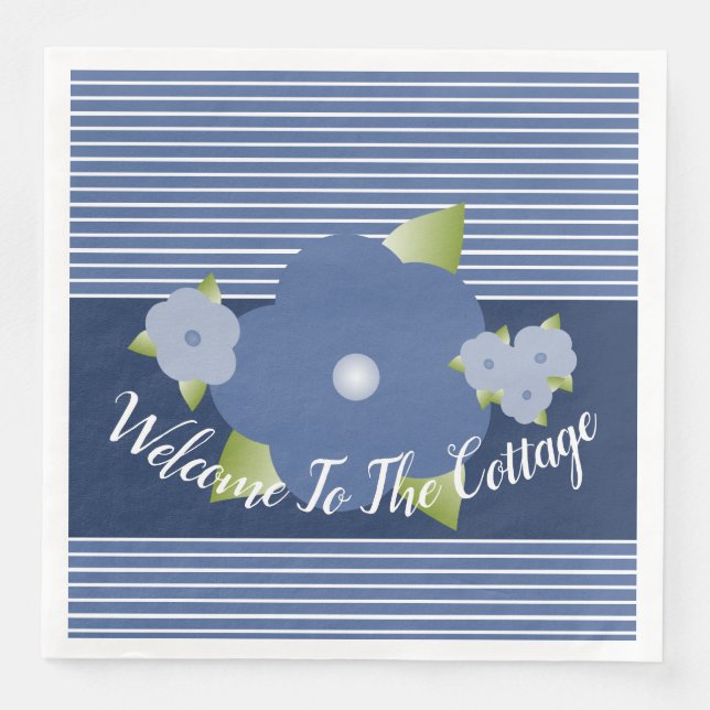 Blue And White Stripe  Paper Dinner Napkins (Front)