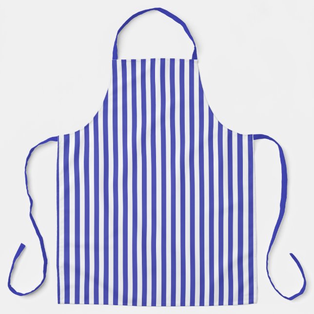 Blue And White Stripe Pattern Apron (Front)