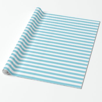 Blue And White Stripe Pattern Wrapping Paper by allpattern at Zazzle