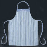 Blue and White Stripe Personalized Apron<br><div class="desc">Custom apron with unisex blue and white stripes personalized with your name.</div>