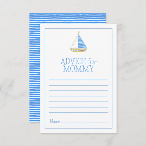 Blue and White Stripe Sailboat Advice For Mom Enclosure Card