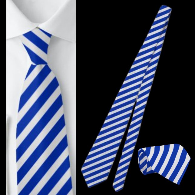 Blue And White Striped Abstract Pattern Neck Tie (Creator Uploaded)