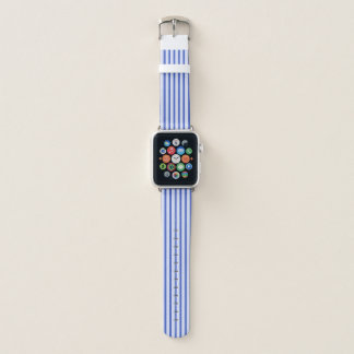 Blue and White Striped Apple Watch Band