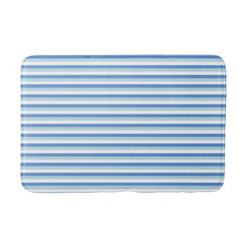 Blue And White Striped Bath Mat by MissMatching at Zazzle