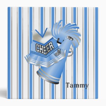 Blue And White Striped Cheerleader Binder by DizzyDebbie at Zazzle
