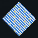 Blue and White Striped Edelweiss Bandana<br><div class="desc">European inspired bandana done in a cornflower blue and white striped pattern,  with graphics of white Edelweiss flowers.  Great for every day use,  Oktoberfest or even for the dog.</div>