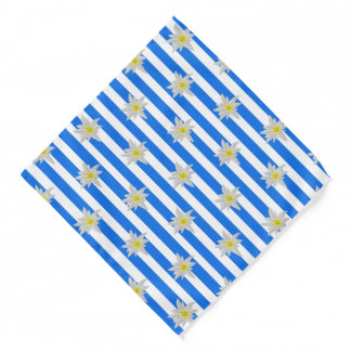 Blue and White Striped Edelweiss Bandana