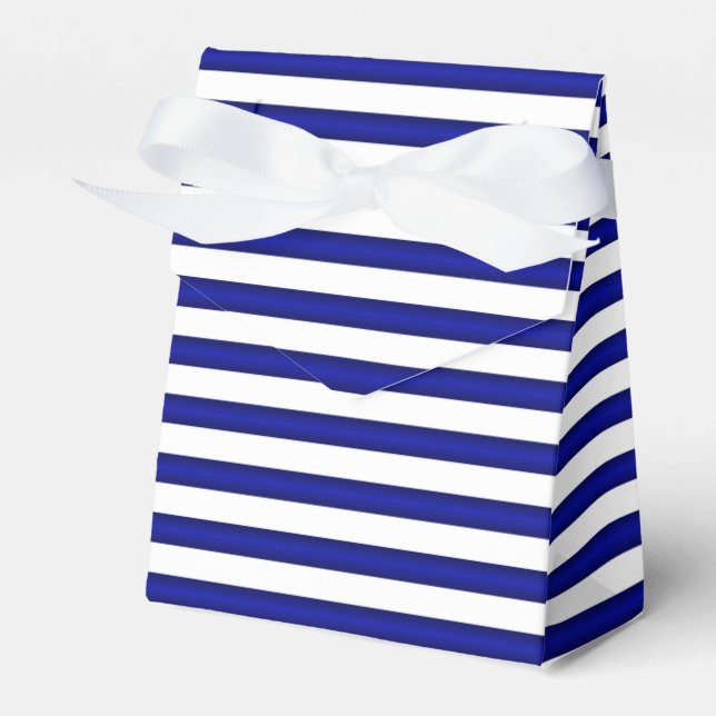Blue and White Striped  Favor Box (Front Side)