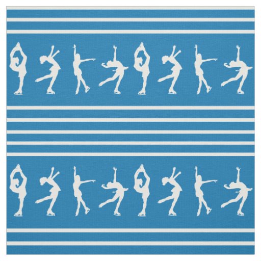 Blue and White Striped Figure Skating Fabric