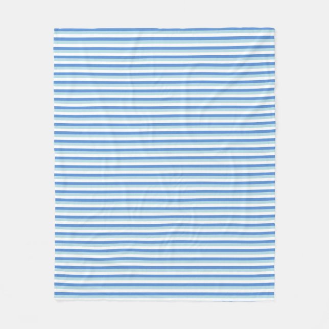Blue and White Striped Fleece Blanket (Front)