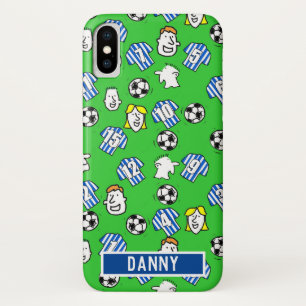 Blue and White Striped Football Shirts. iPhone X Case
