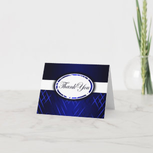 Blue and White Striped Letterpress Thank You Card