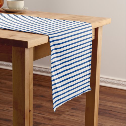 Blue and White Striped Modern Christmas Stripe Short Table Runner