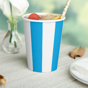Blue and White Striped Paper Cups