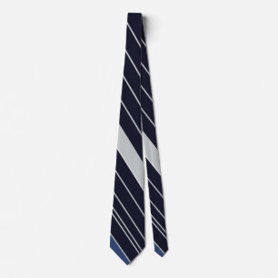 Blue and White Striped Pattern Neck Tie