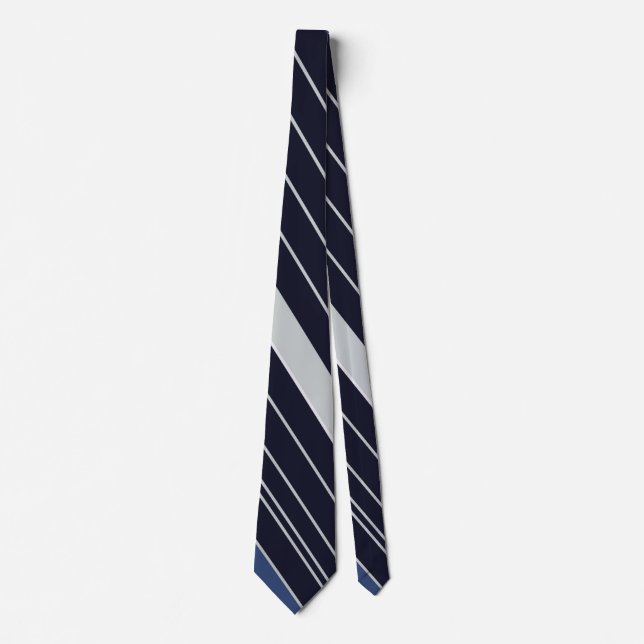 Blue and White Striped Pattern Neck Tie (Front)