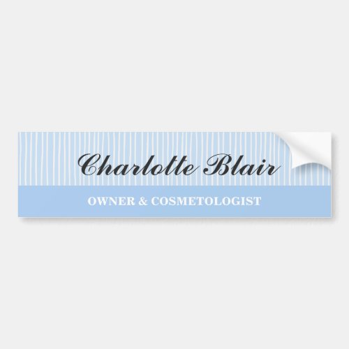 Blue and White Striped Personalized  Bumper Sticker