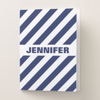 Blue And White Striped Pocket Folder