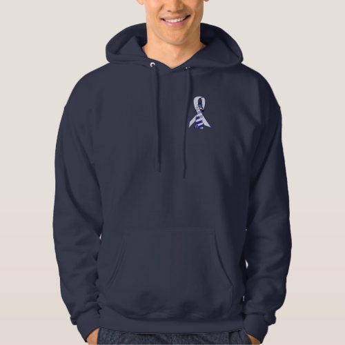 Blue and  White Striped Ribbon Lou Gehrigs ALS Hoodie