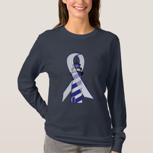 Blue and  White Striped Ribbon Lou Gehrigs ALS T_Shirt