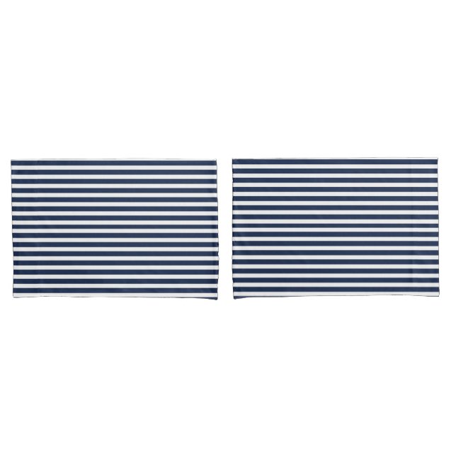 Blue and White Striped Stripes Pillow Case (Front-Set)