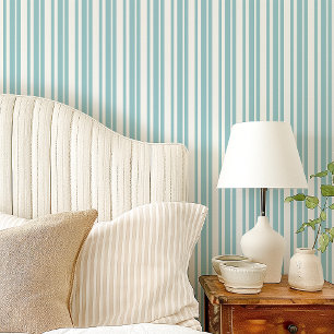 Blue and White Striped Wallpaper