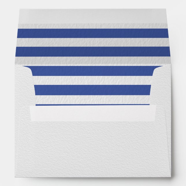 Blue and White Striped Wedding Envelope (Back (Bottom))