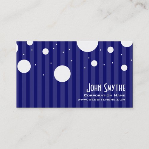 Blue and White Stripes and Polka Dots Business Card