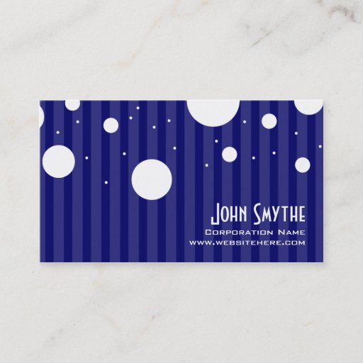 Customizable Blue and White Stripes and Polka Dots Business Card