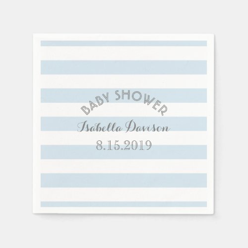 Blue and white stripes baby shower Paper Napkins