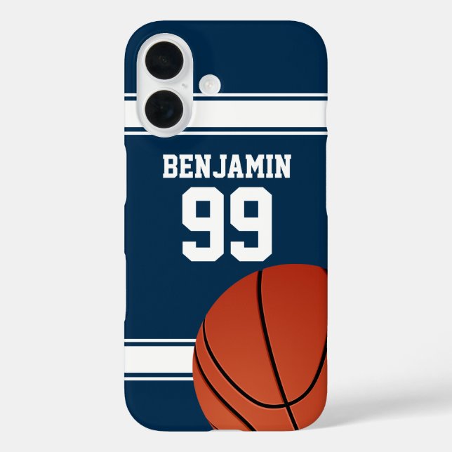 Blue and White Stripes Basketball Jersey Case-Mate iPhone Case (Back)