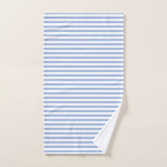 Blue and white stripes beach house  hand towel  (Hand Towel)